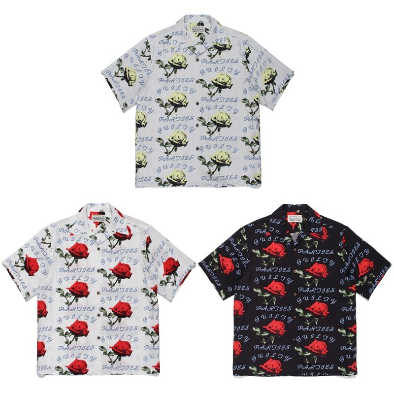 Брендовая винтажная рубашка WACKO MARIA Rose для мужчин и женщин, Повседневная модная рубашка с коротким рукавом, топы, летняя гавайская рубашка