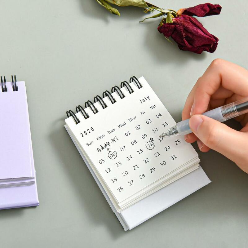 Mini Inglês Desk Calendar, Portable Home Office Escola para fazer a lista, Planejador de programação mensal, Standing Desktop Calendar, 2024