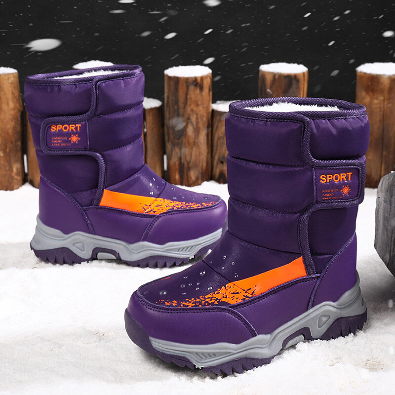 Sepatu Bot Anak-anak Tahan Air Sneakers Anak Mode Anti Selip Sepatu Bot Anak-anak Sepatu Salju Hangat Mewah Sepatu Musim Dingin Anak Laki-laki Perempuan