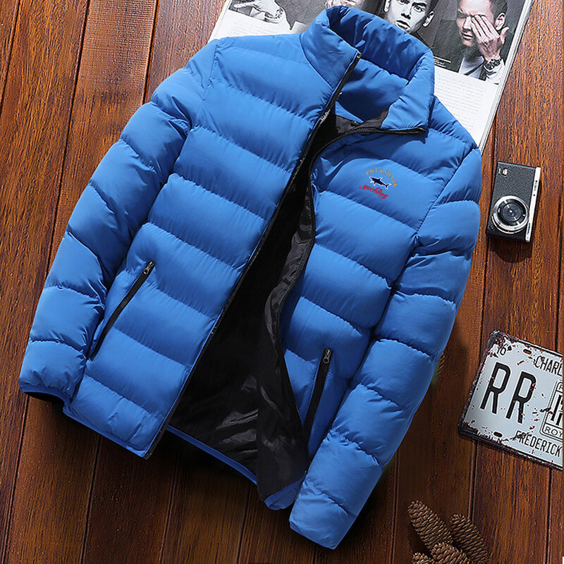 Men's high collar cotton jacket and zipper, thick and warm casual, street running hip-hop sports jacket, new winter fashion