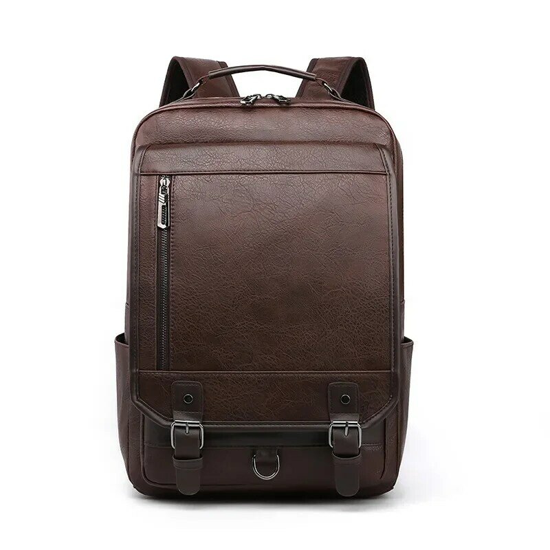 Men's PU Backpack with Large Capacity for Business Travel