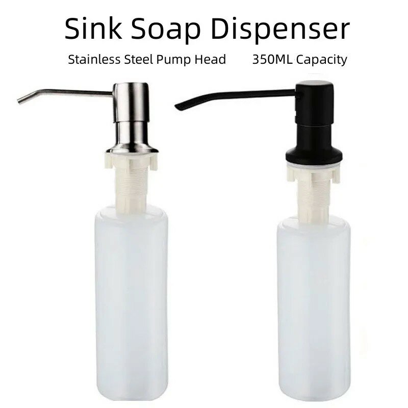 Aço inoxidável Liquid Soap Dispenser, Pressionando manualmente, Soap Lotion Dispenser, Acessórios de cozinha, Sink, 350ml
