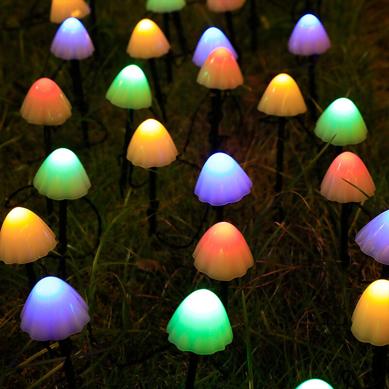 Outdoor Garland LED Solar Lights Mushroom Waterproof Landscape String Lights Yard Garden Patio Wedding Christmas Decoratio