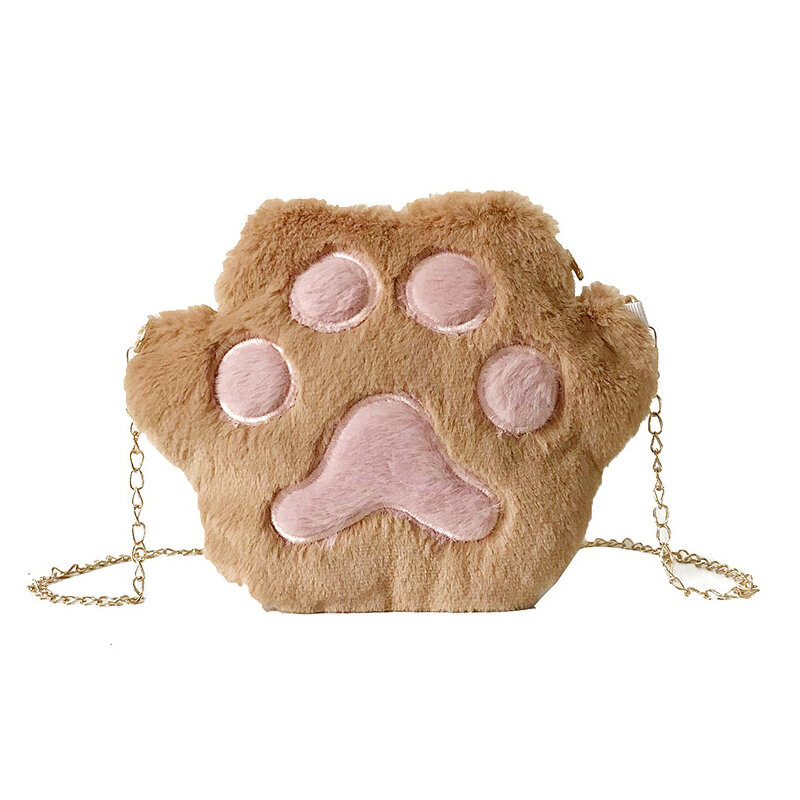 JOZipper-Petit sac à bandoulière patte d'ours pour filles, porte-monnaie en peluche douce, sac initié, mignon