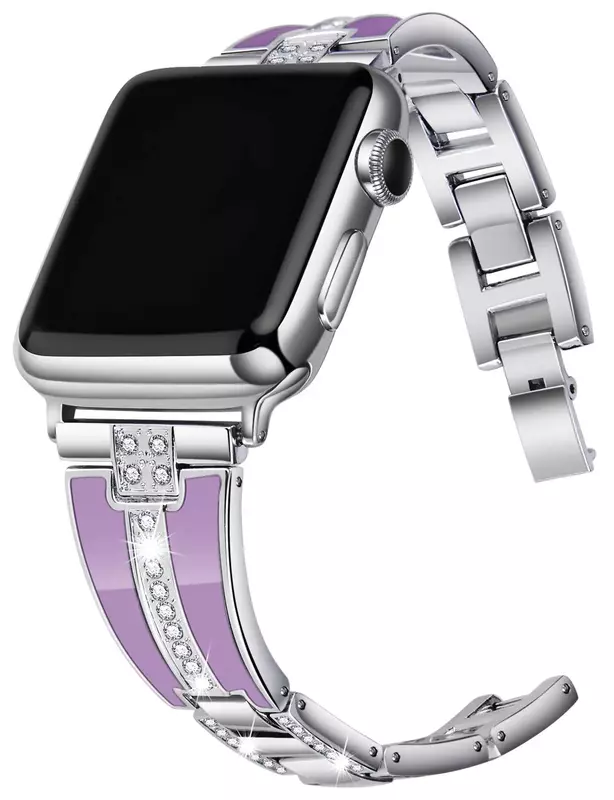 Correa de resina y Metal para Apple Watch, pulsera de diamante de 49mm, 45mm, 44mm, 42mm, 40mm, 41mm, 38mm para mujer iWatch Ultra/2 9 8 7 6 5 4 SE