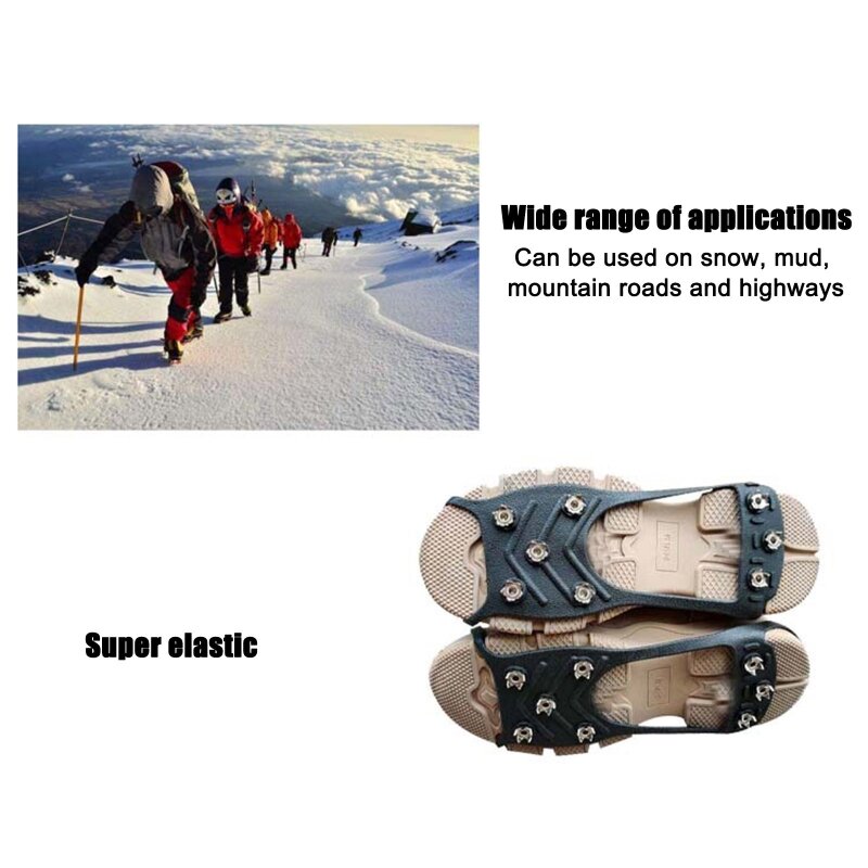 รองเท้า Crampon Anti-Skid Ice 8-Tooth Traction Cleats Spikes