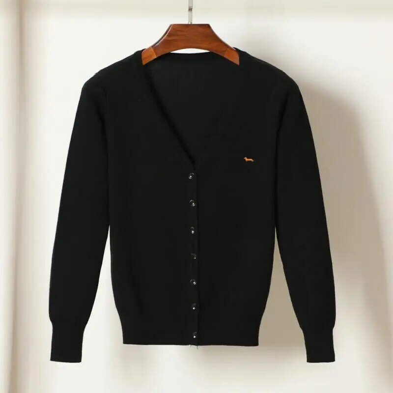 Suéter de punto para mujer, camisa 100% de algodón con bordado Harmont, suave, manga larga, estilo informal, primavera y otoño, novedad
