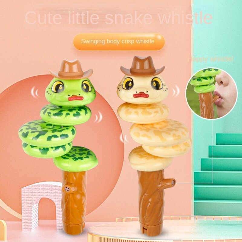 Mainan ular berayun berputar hewan kartun kreatif berayun keseimbangan memutar hijau/kuning