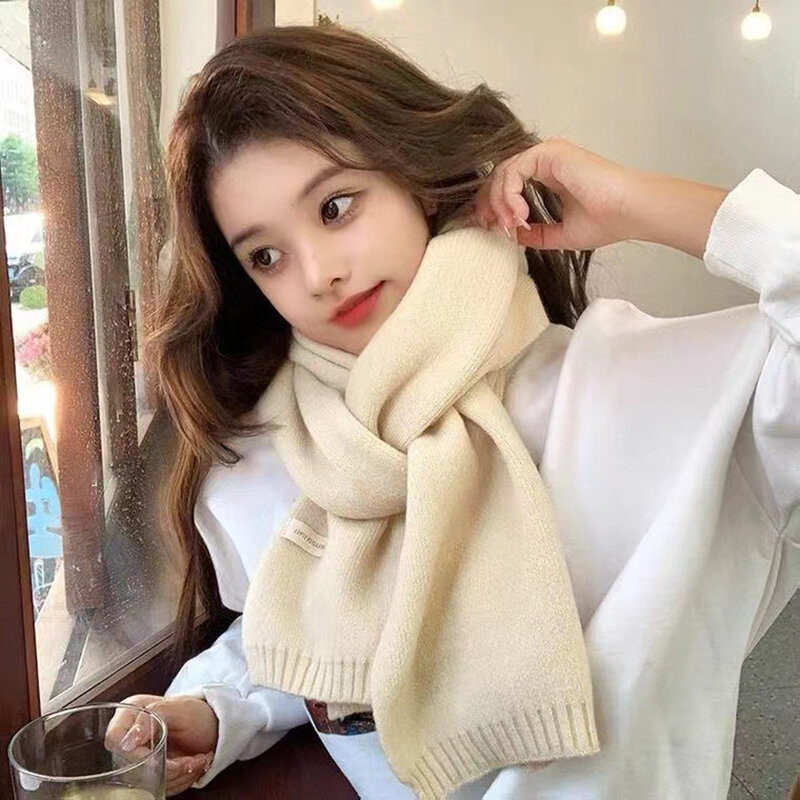 1Pc New Winter INS Solid Colour Knitted Warm Windproof And Versatile Scarf Coat Fashion Accessories