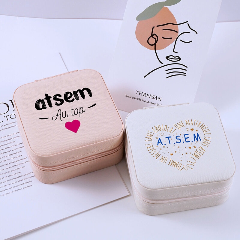 Personalizza portagioie regali francese Atsem Print espositore per gioielli custodia per gioielli da viaggio scatola per gioielli regalo per feste di addio al nubilato