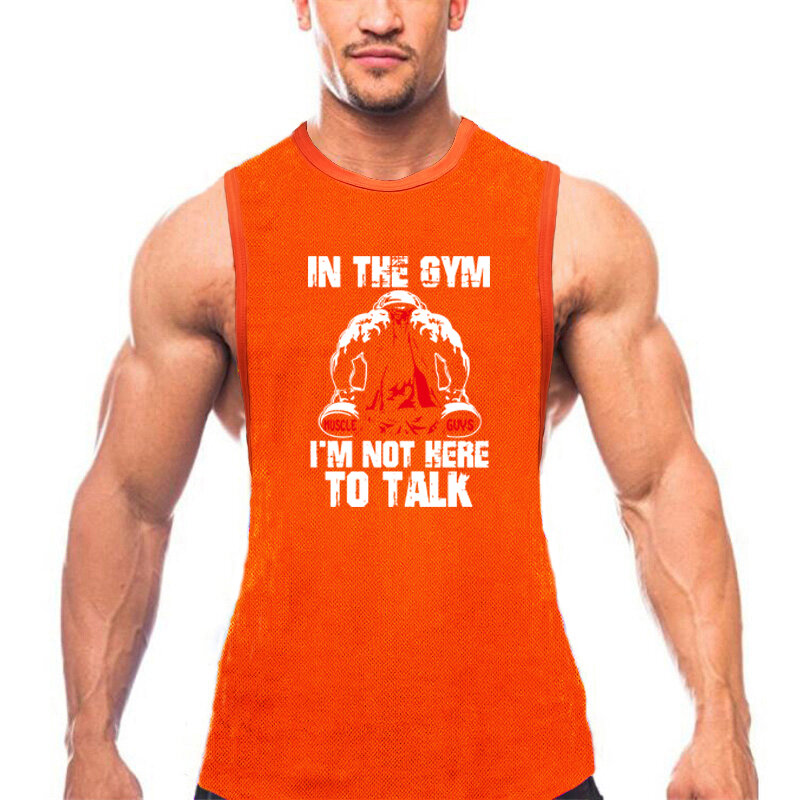 Gym Fitness Mode Patroon Print Mouwloze Mesh Tank Tops Heren Casual Hiphop Streetwear Zomer Ademend Snel Droog Cool Shirt