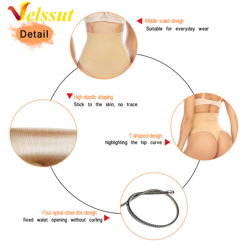 Velssut-bragas de Control de barriga, ropa interior de realce de glúteos de cintura alta, modelador de costuras, gancho, moldeador de barriga, Tanga