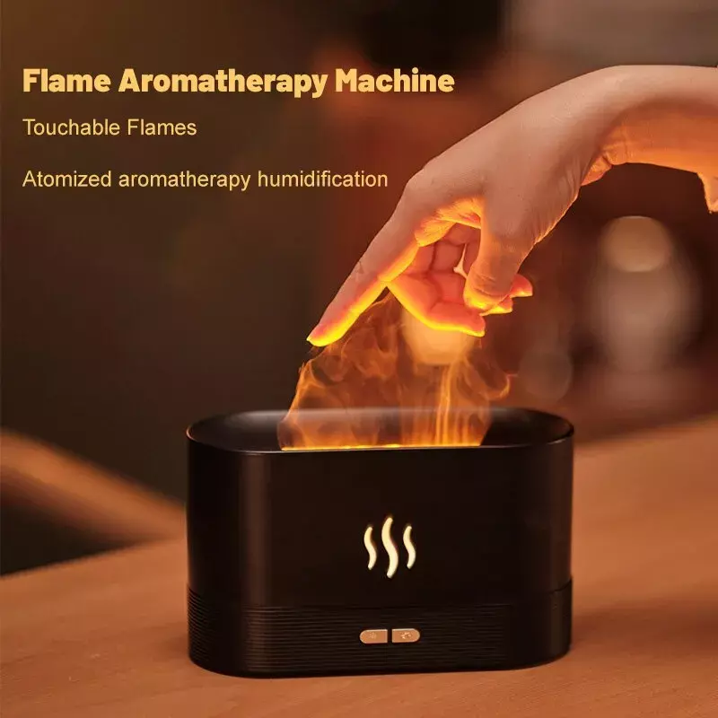 Humidificador de Perfume ultrasónico, humidificador de aire con iluminación LED, simulación de llama colorida, máquina de fragancia