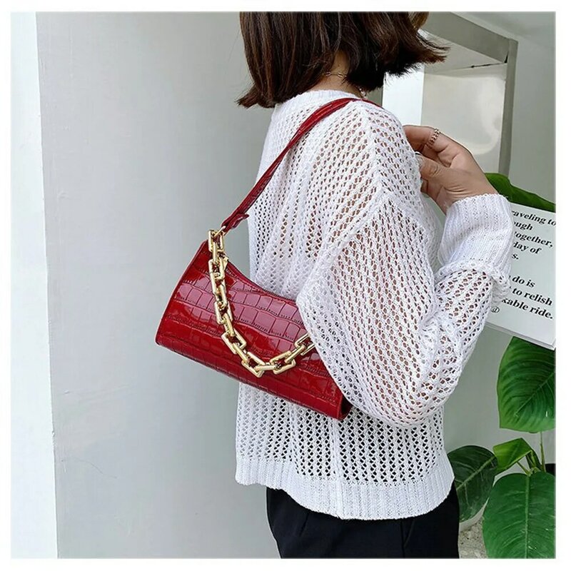 Retro Casual Women's Totes Shoulder Bag Fashion Exquisite Shopping Bag PU Leather Chain Handbags for