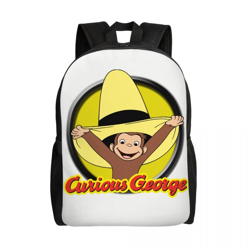Curious George Is All Heart 백팩 남녀공용, 학교 대학생 책가방, 16 인치 노트북, 몽키 TV 시리즈 가방