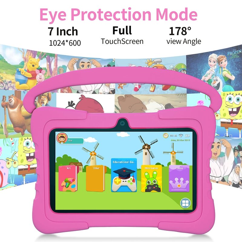 New 7 Inch Tablet PC 5G WIFI 4GB RAM 64GB ROM Kids Learning Education Dual Cameras Google Android 12 Tablets