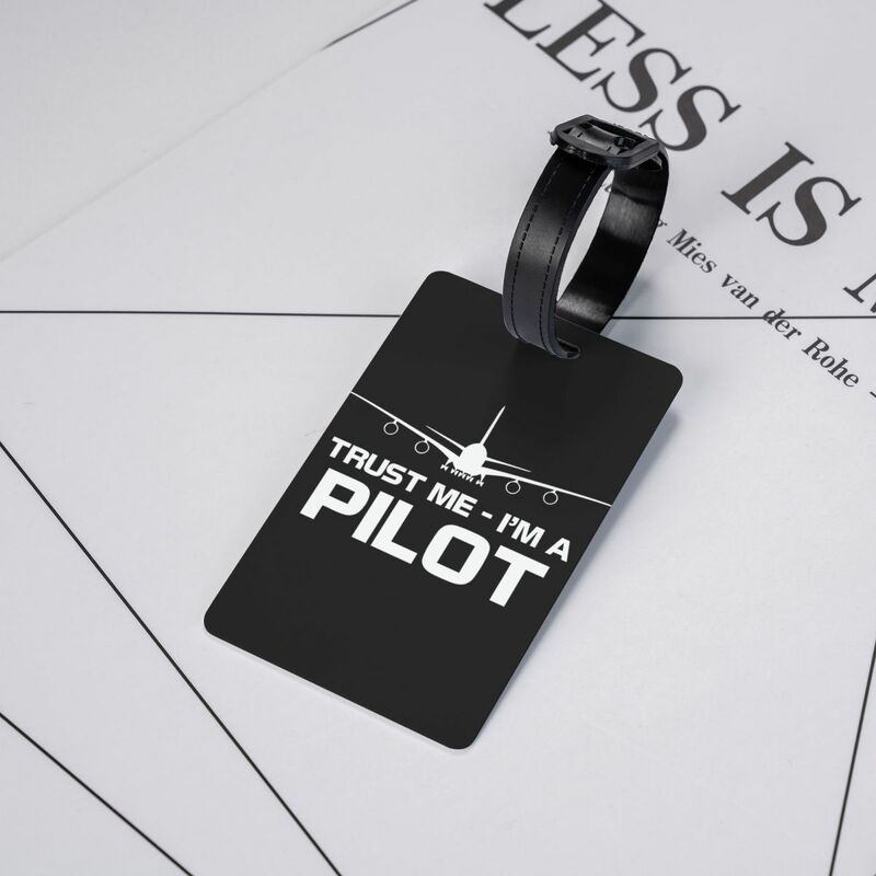 Trust Me IM A Pilot Luggage Tag Privacy Protection Plane Flying Aeroplane Aviation Gift Baggage Tags Travel Bag Labels Suitcase