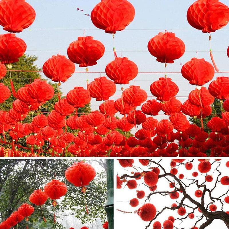 Lanterna di carta rossa cinese tradizionale 1pc per la decorazione del capodanno cinese 2023 appendere le lanterne impermeabili del Festival E4V0