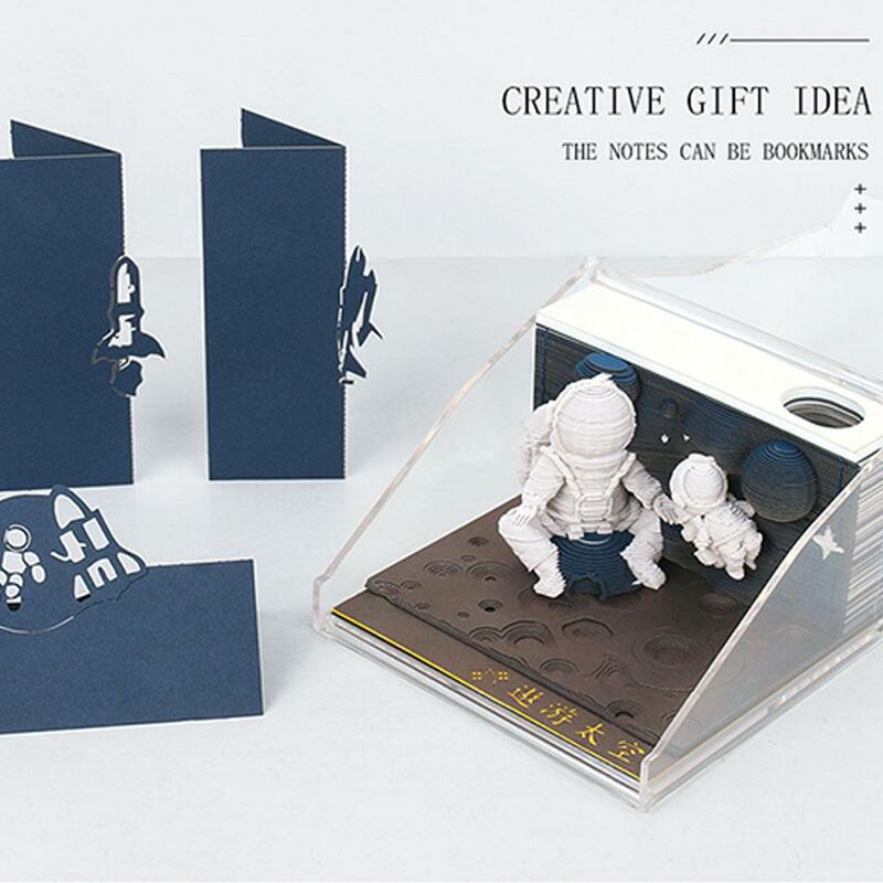 Creative 3D Memo Pad, Calendário, DIY Notepad, Paper Sculpture Gift, Cute Space, Traveling Note Paper para casamento, aniversário, Gi K2K4, 2024