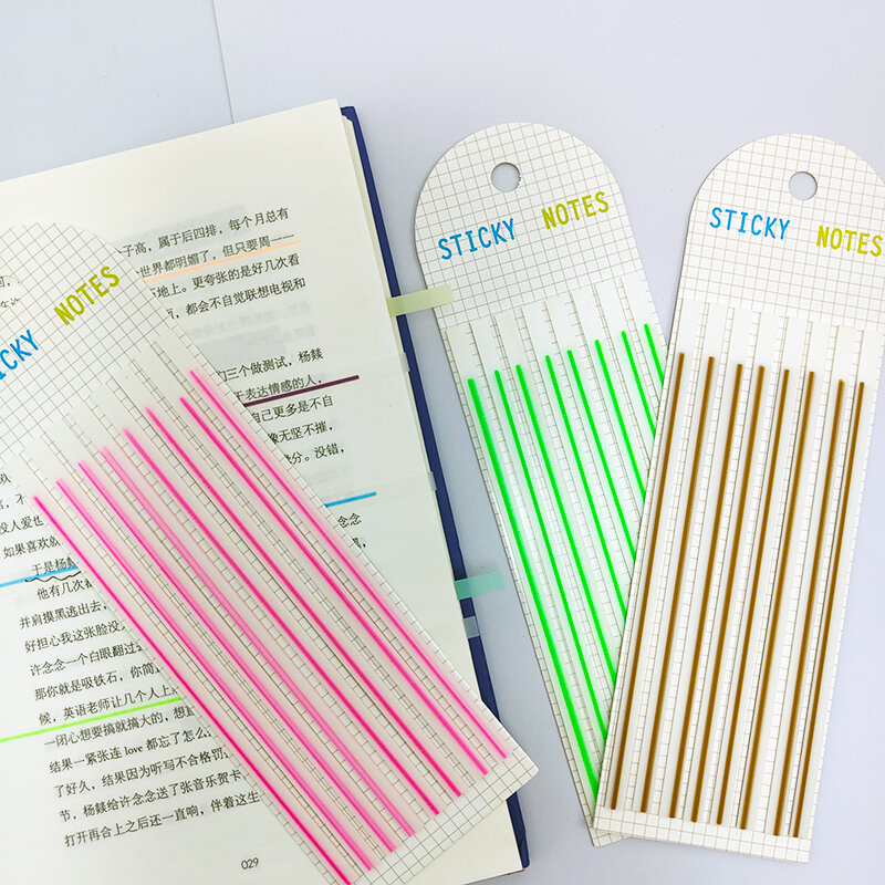KindFuny 9Packs 1440 Sheet Long Page Markers Sticky Morandi Highlighter Strips Memo Note Tabs Transparent Long Page Flags Tabs