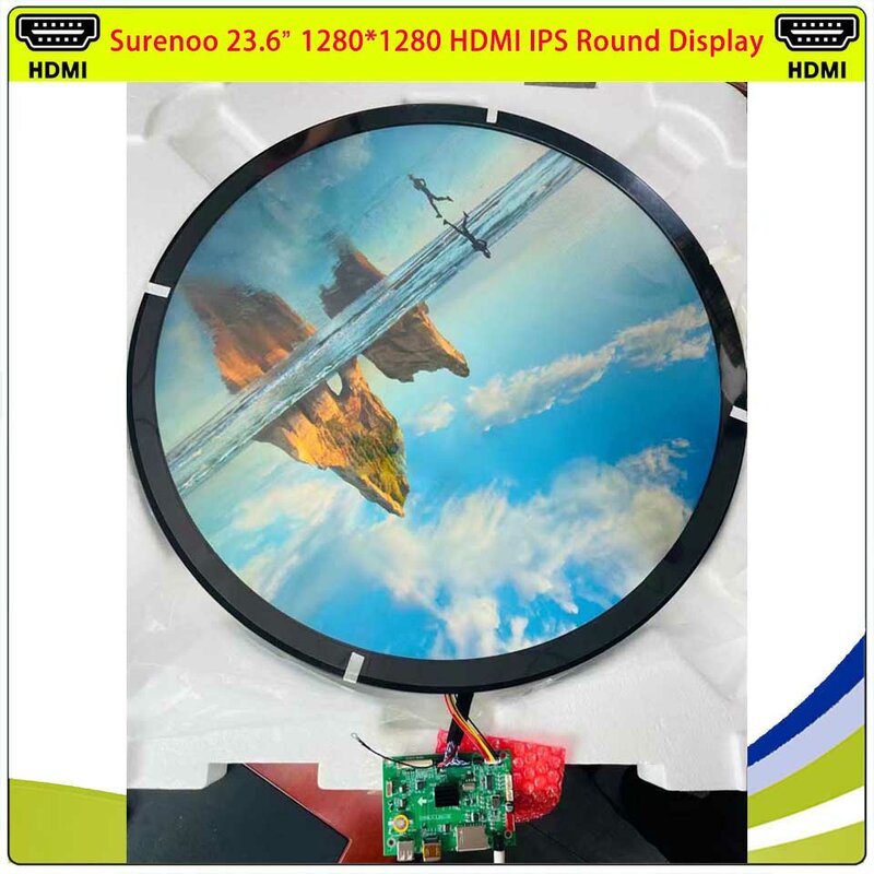 Surenono-Compatível com HDMI MIPI LCD Módulo Screen Display Panel, Círculo Redondo IPS Circular, TFT, BOE_DV236FBM-N00, 23.6 ", 1280x1280