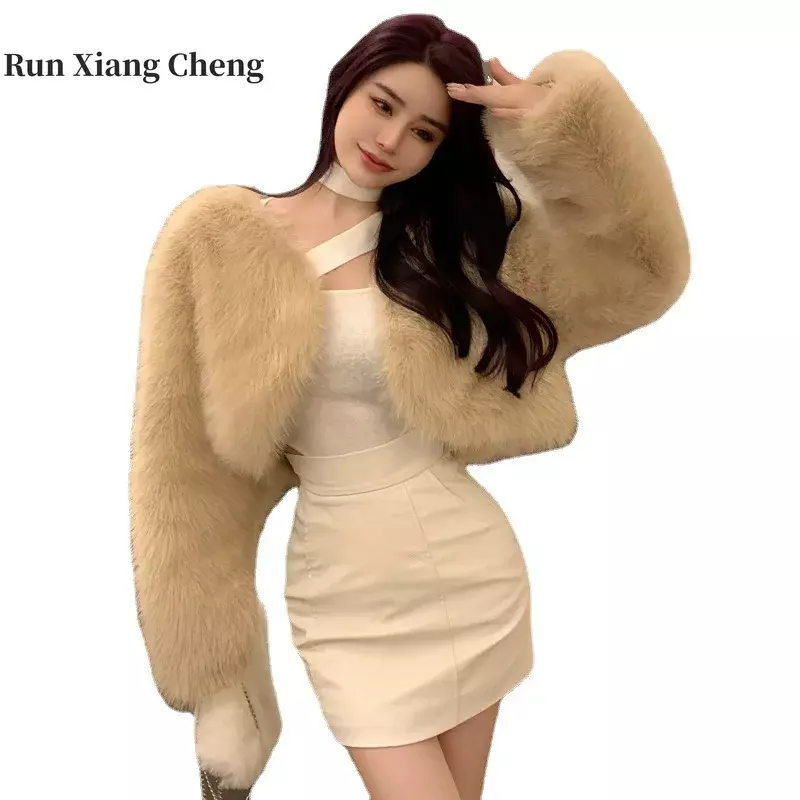 ランxiangcheng-女性のための高品質のキツネの毛皮のコート,人気のある,模造毛皮のトップ,送料無料,秋冬,2023,新しいコレクション