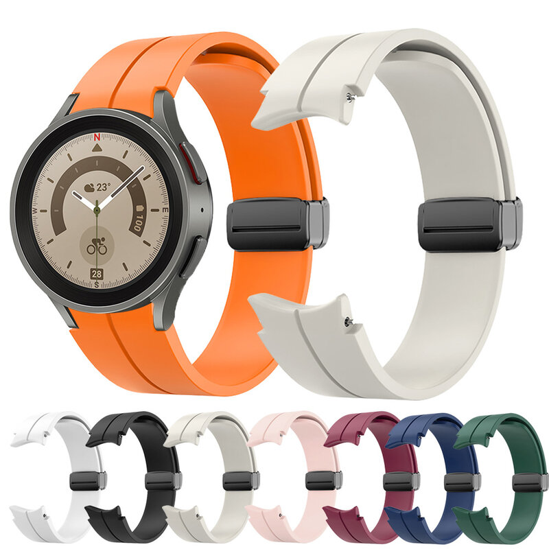 No Gap Silicone Strap para Samsung Galaxy Watch, pulseira magnética, cinto clássico, original, 5 pro, 4, 5, 4, 5, 4, 40mm, 44mm, 45mm