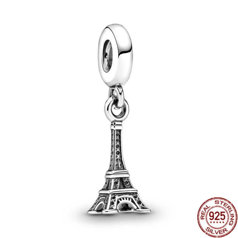 Silver 925 New York's Statue of Liberty Paris Eiffel Tower Pendant Charm Bead Fit Original Pandora Bracelet DIY Jewelry Necklace