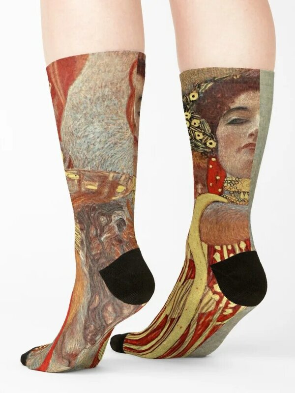 Gustav Klimt-hygiia (1907), (ยา, โดย gustav Klimt) ถุงเท้ากีฬาฟุตบอลดีไซน์ถุงเท้าเชียร์ผู้หญิงผู้ชาย