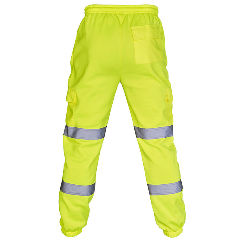 Мужские рабочие джоггеры, рабочая одежда в стиле пэчворк, Униформа, защитные тренировочные брюки, полосатые Светоотражающие Брюки, свободные мужские брюки для бега