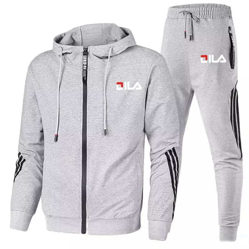 Conjunto esportivo de jogging de duas peças masculino, jaqueta com zíper, calça esportiva casual, roupas de marca, primavera e outono, novidade