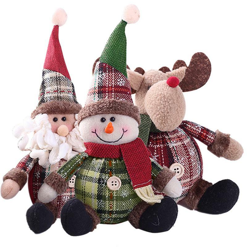 Santa Claus Christmas Ornaments Tree Decor Elk Snowman Plush Christmas Doll Decorations For Home 2023 Navidad Pendant Gift Kids