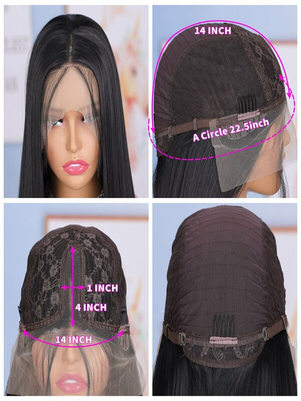 Peluca sintética con malla frontal para mujeres negras, larga y recta, parte media, 28 pulgadas, alta temperatura, negra, Cosplay