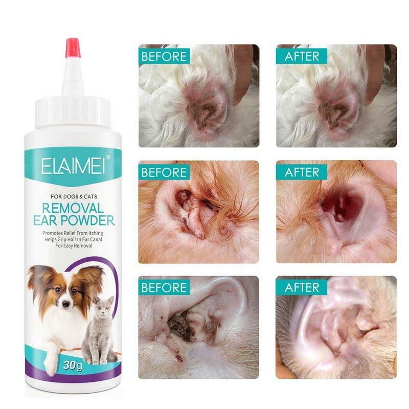 Polvere per orecchie per animali domestici polvere per la depilazione indolore Pet Health Care detergente per le orecchie rimozione degli odori accessori per animali domestici per cani