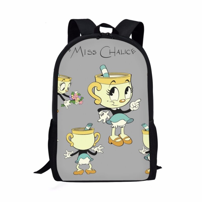 어린이용 컵헤드 머그맨 프린트 패턴 학교 가방, 배낭 청소년용 캐주얼 가방, 대용량 배낭, 2023 신제품