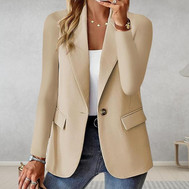 女性用ルーズフィットビジネススーツコート、ラペル付きエレガントジャケット、プロのオフィスアウター