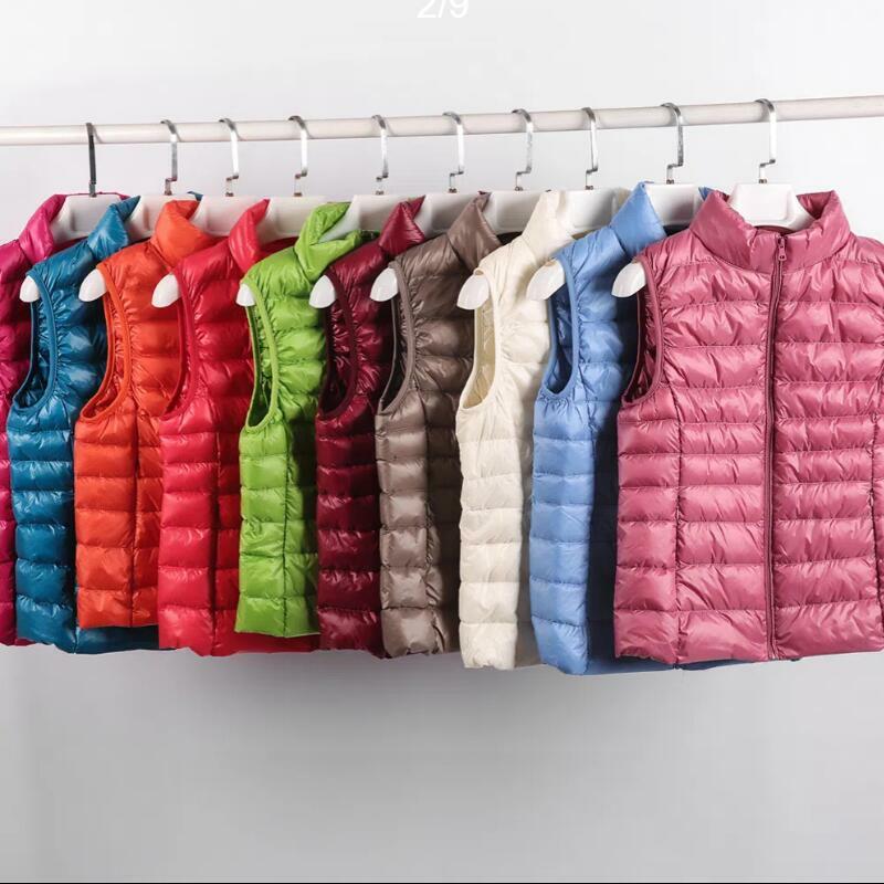 여성용 초경량 다운 조끼, 민소매 화이트 덕 다운 조끼, 푹신한 패딩 따뜻한 조끼 재킷, 2023 신상