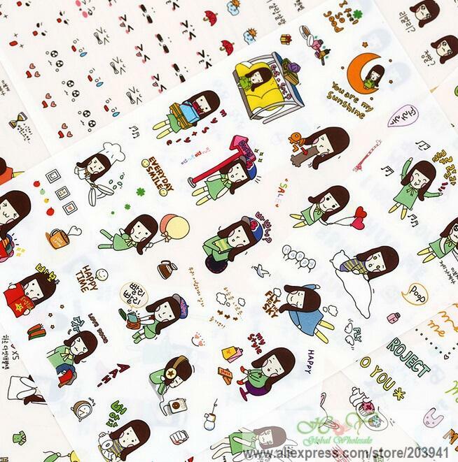 6 Stks/pak Mode Cartoon Meisje Serie Dagboek Sticker Label Scrapbooking Briefpapier Stickers