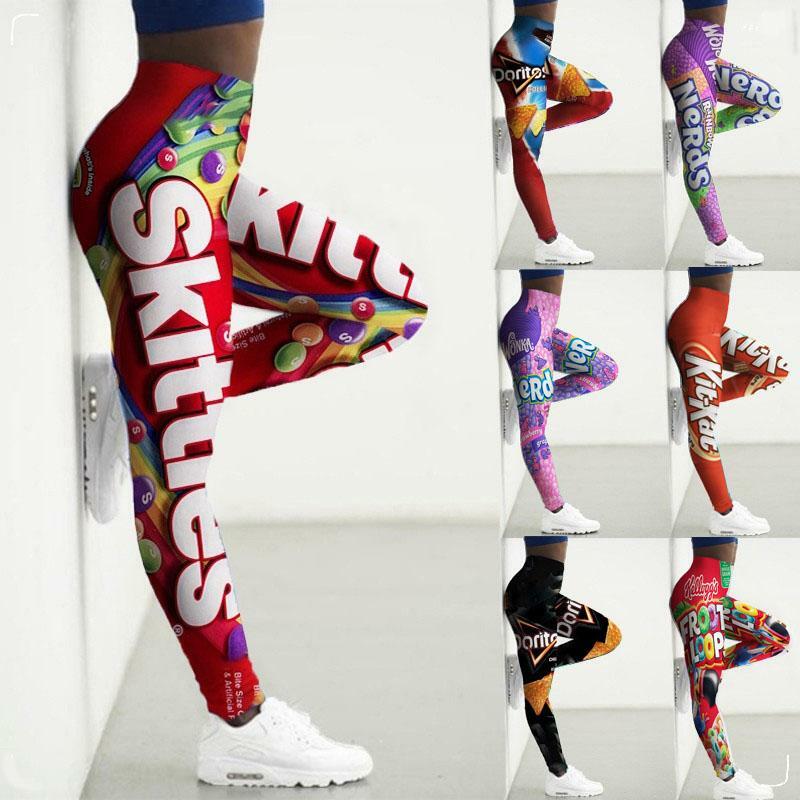 Esporte Leggings Mulheres 3D Snacks Imprimir Calças Justas Yoga Legins Senhoras Leggins Seamless Leggins para o Sexo Feminino Leginsy Damskie Sexy Legins