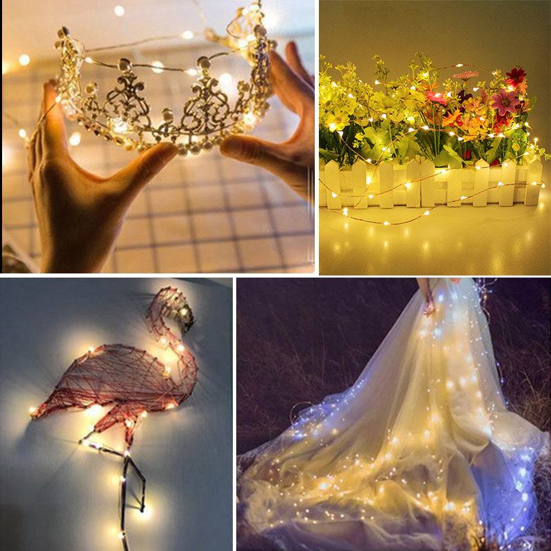 0.5-5m bożonarodzeniowe światełka pasmowe LED drut miedziany wodoodporny DIY lampki do girlandy wieniec świąteczny dekoracja na przyjęcie ślubne