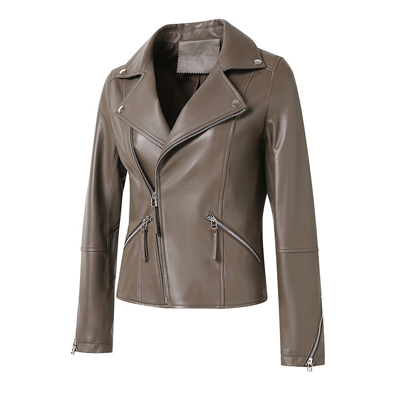2023 Lady Leather Jackets Genuine Sheepskin Short Lambskin Coats For Spring Autumn