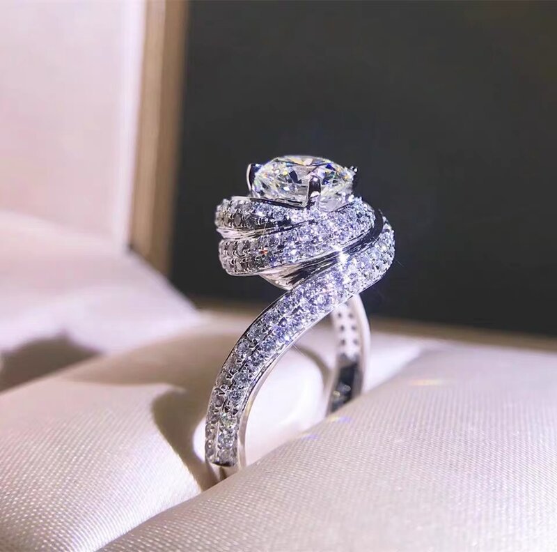 Anello per l'anniversario di moda anelli per fedi nuziali di fidanzamento in Moissanite in argento Sterling 925 per gioielli da festa con le dita degli uomini delle donne