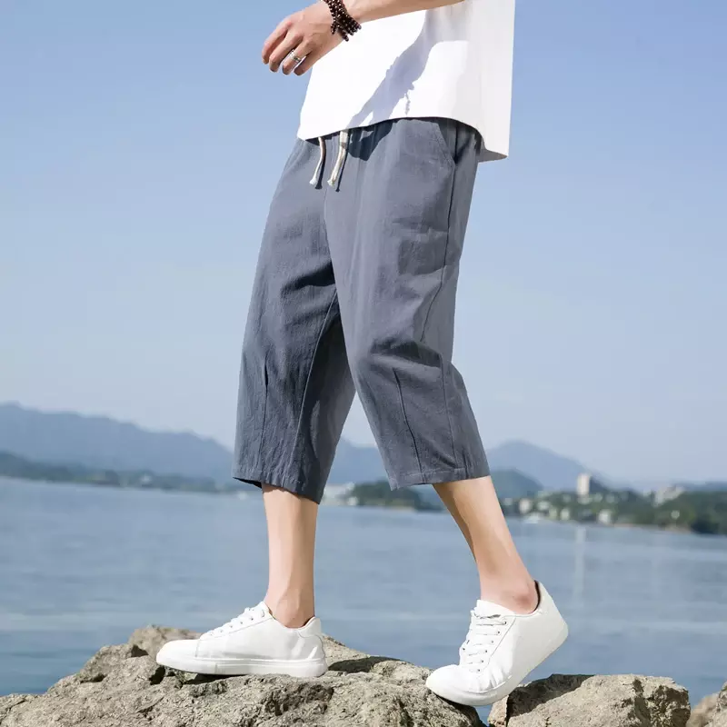 Shorts esportivos de cor sólida masculino, moda casual, praia diária ao ar livre, calça cortada, tendência do verão