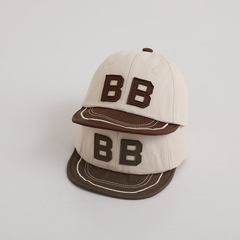 Topi bisbol anak laki-laki perempuan, topi matahari pola huruf B, topi katun musim gugur musim dingin