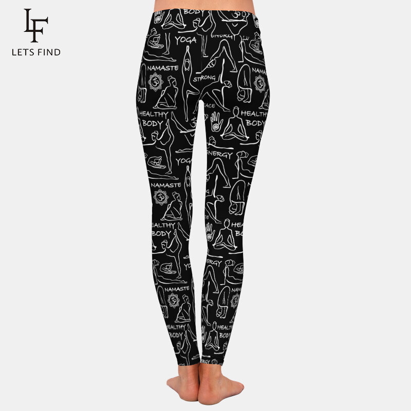 Letsfind 2020 nova moda feminina impresso leggings de cintura alta calças de fitness confortável magro leggings completos