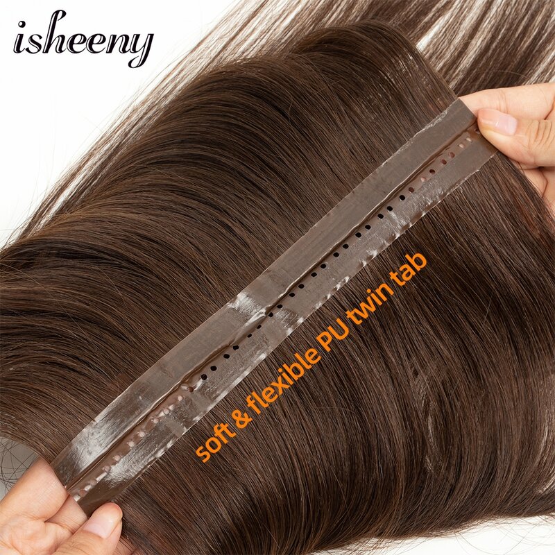 Invisible Hole Weft Human Hair Extensions 12"-24" Twin Tab Weft Hair Natural Straight Pull Through Micro Weft Hair Spot Goods