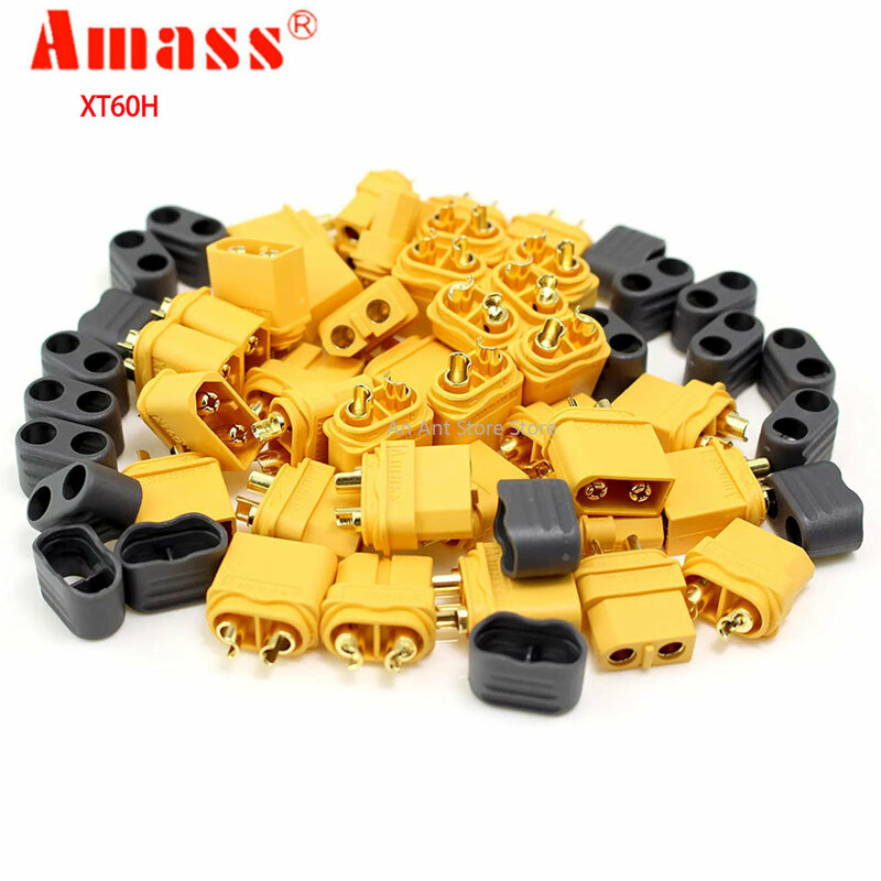 10PCS 20PCS Amass XT60H Connector XT60 Bullet Plug With Cover Upgrated of XT60 Sheath Female & Male Gold Plated for RC Parts