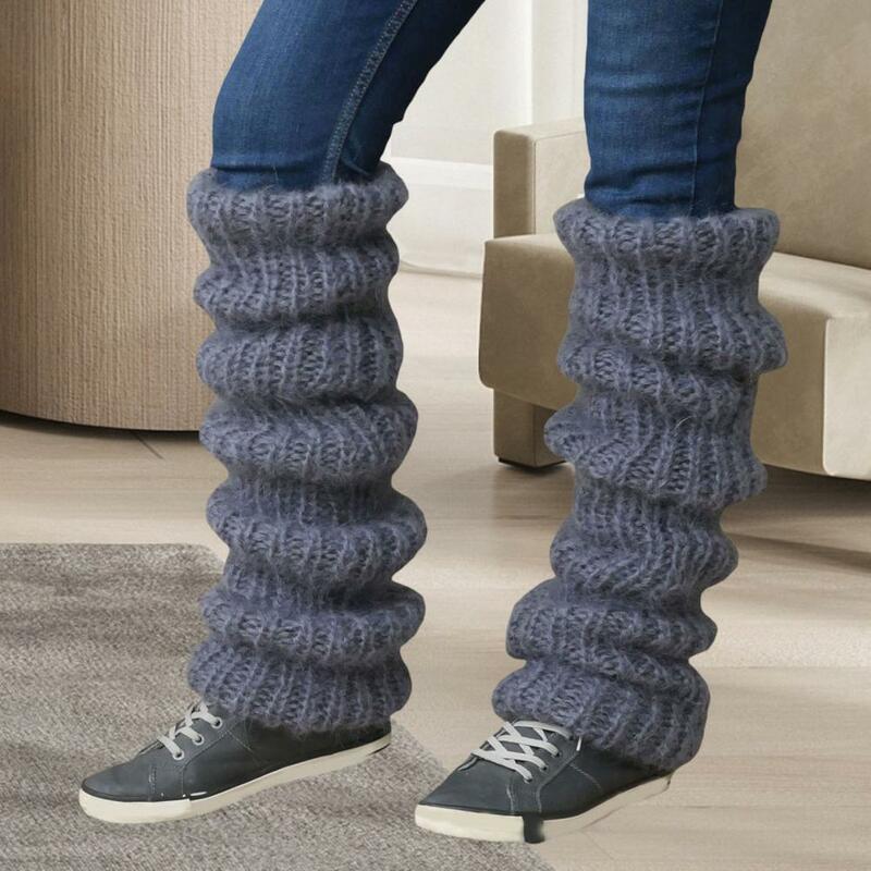 Over-the-knee Footless Socks Cozy Thick Knitted Winter Calf Socks with Anti-slip Warm Pile Leg for Jk for Weather for Women