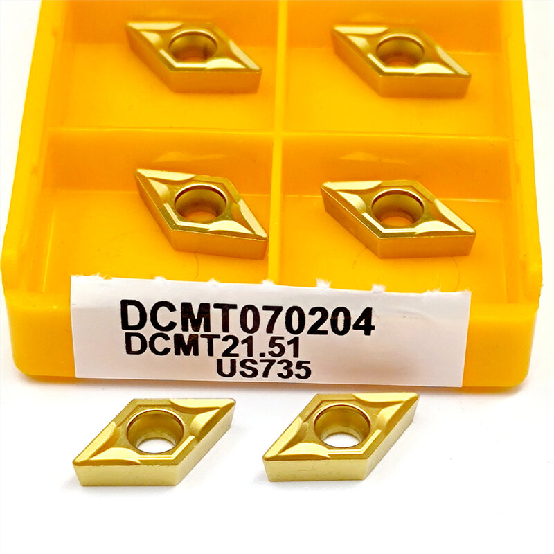 10Pcs DCMT070204 VP15TF US735 UE6020 DCMT070208ภายในเครื่องมือ CNC Tnsert LatheTool คาร์ไบด์เครื่องตัด DCMT 070204