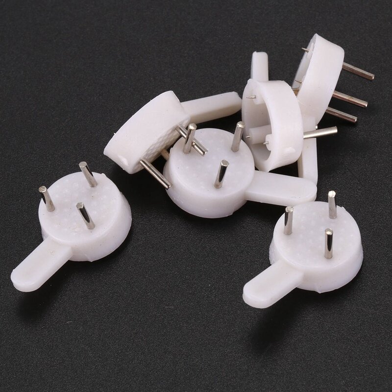 40 Pcs Plastic Heavy Wall Picture Frame Hooks Hangers 3-Pin Small White